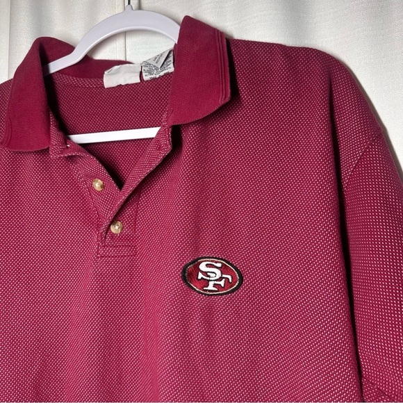 VTG 49ers Polo Shirt The Edge Men's L Pique Red NFL San Francisco Classic 90's - Picture 2 of 9